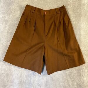 Briggs New York VTG Women’s 100% Wool Pleated Shorts Brown USA Size 14 Old Money